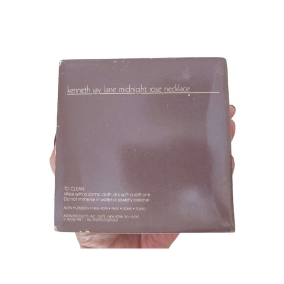 Kenneth Jay Lane For Avon Midnight Rose Necklace Vintage 80s Double Strand Black - Picture 7 of 8